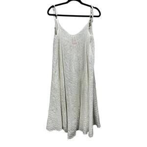 Solid & Striped White Sheer Tank Midi Floral Embroider Cover Up Dress‎ Shells XS